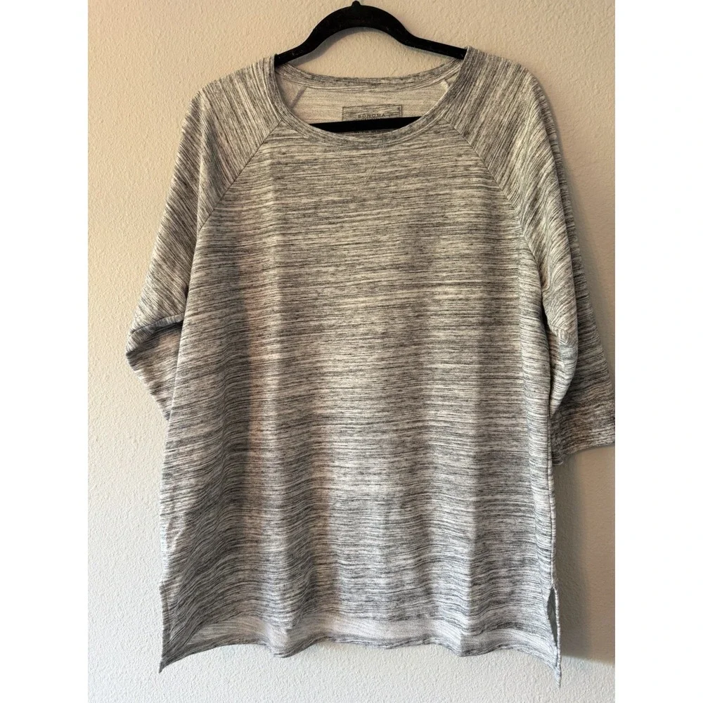 Sonoma Woman 3/4 Sleeve Knit Top Space Dye‎ Gray Size 1X